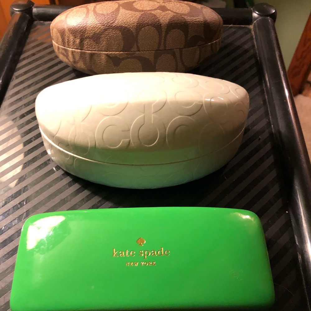 Eye glasses case 2-coach 1-Kate spade